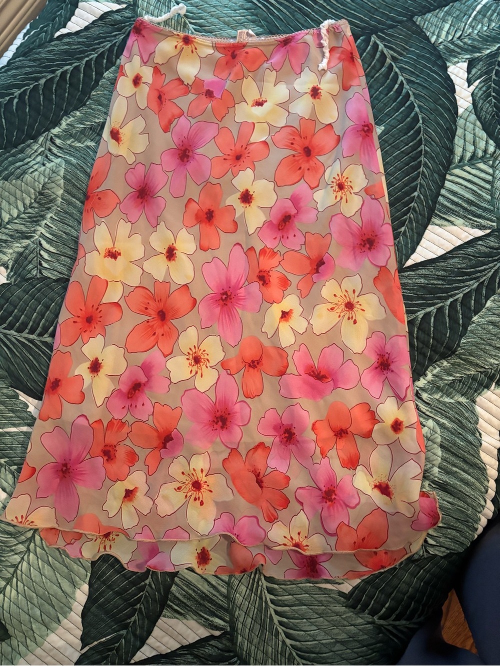 La belle Floral A-Line Midi Skirt - Pink & Coral Flowers